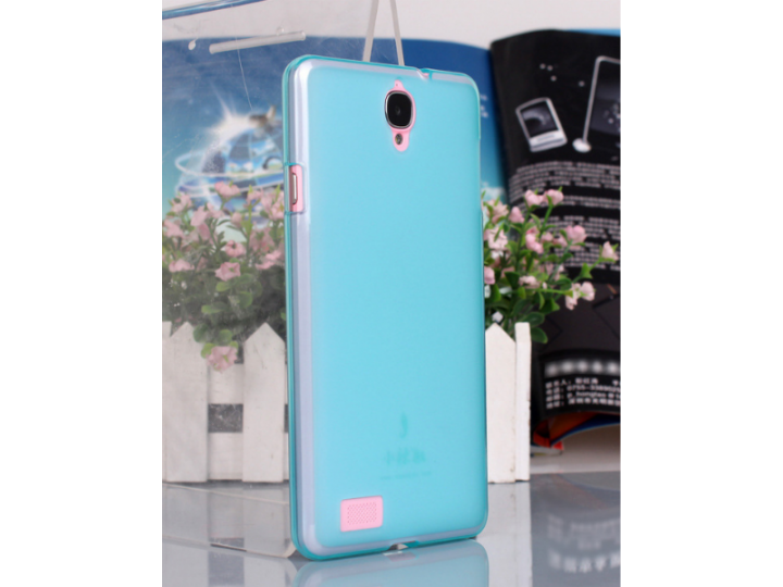 Фирменная ультра тонкая силиконовая задняя панель-крышка-накладка на HTC Desire 400 Dual Sim голубая..